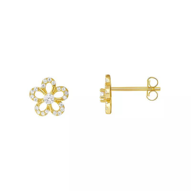 PRIMROSE Sterling Silver Cubic Zirconia Sweet Daisy Stud Earrings, Women's, Gold Tone Product Image
