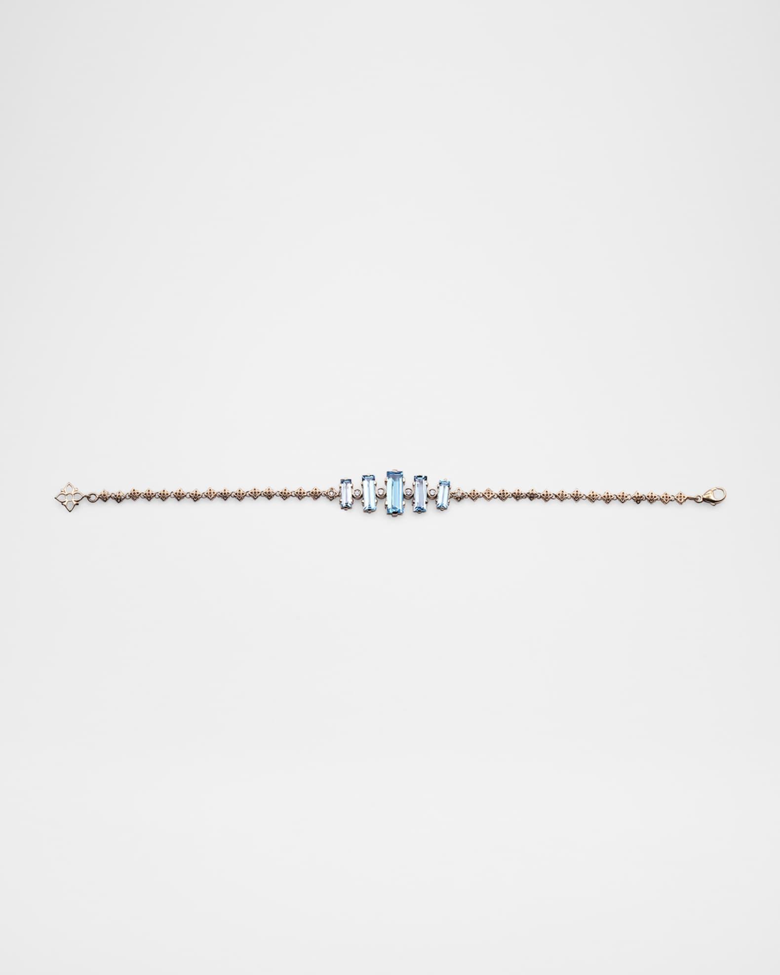 18K Yellow Gold Diamond and Baguette Swiss Blue Topaz Bracelet Product Image