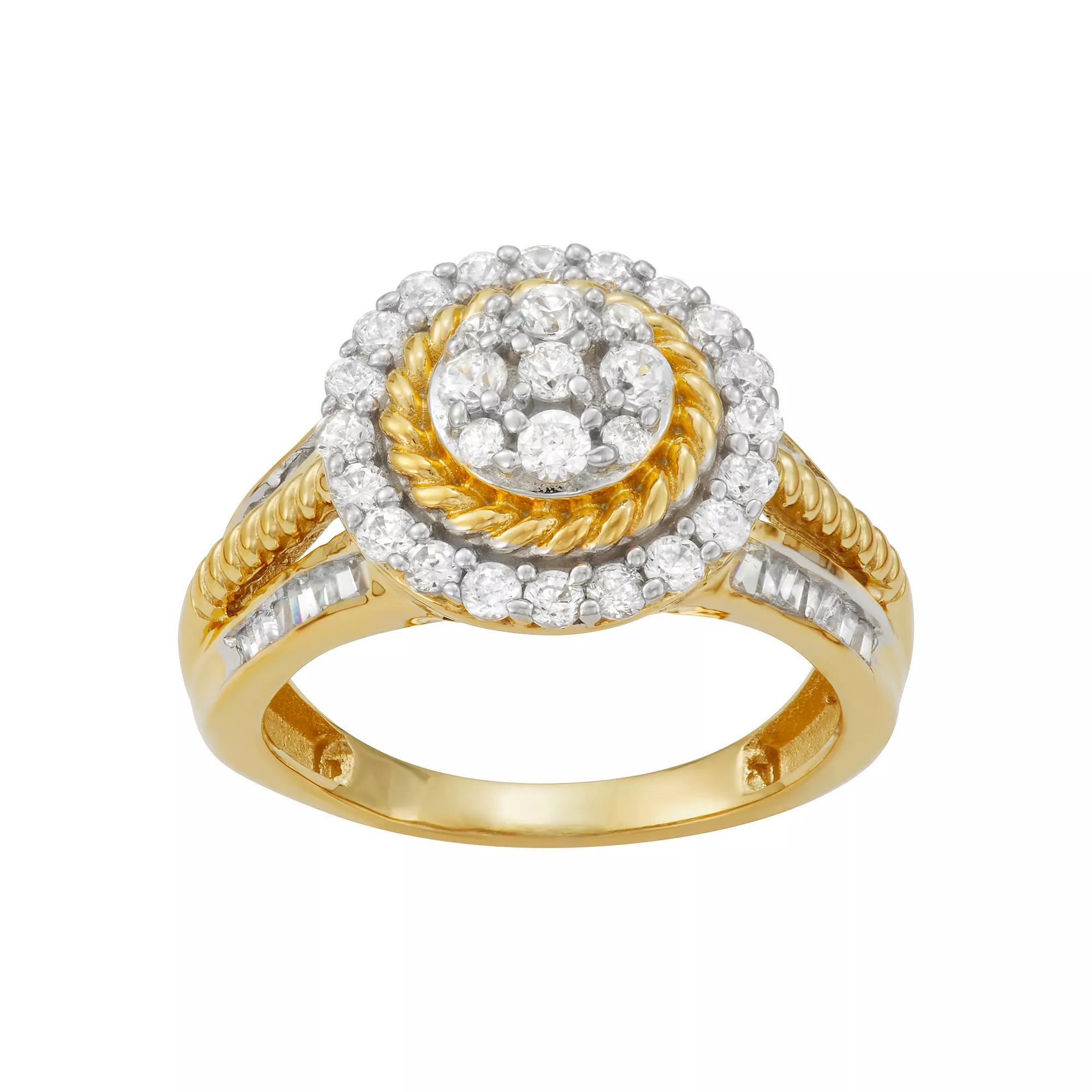 Jewelexcess 14k Gold Over Sterling Silver 1 Carat T.W. Diamond Ring, Womens Gold Tone Product Image