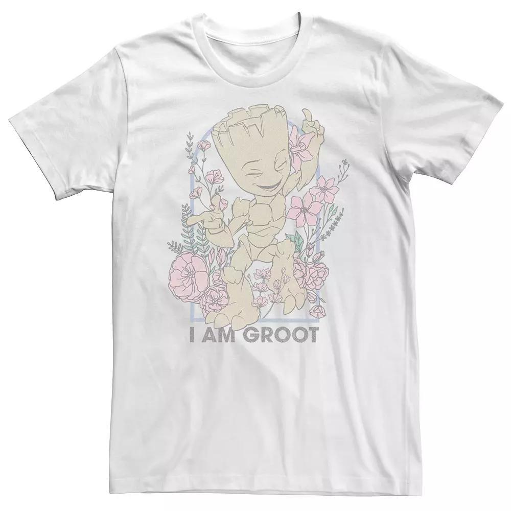 Big & Tall Marvel I Am Groot Floral Tee, Men's, Size: 4XL, White Product Image