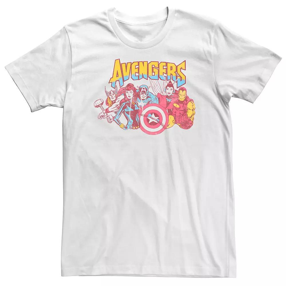 Big & Tall Marvel Avengers Superheroes Vintage Comics Tee, Men's, Size: 4XB, White Product Image