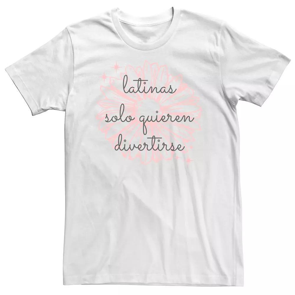 Men's Gonzales Latina Solo Quieren Divertirse Pink Flower Tee, Size: 3XL, White Product Image