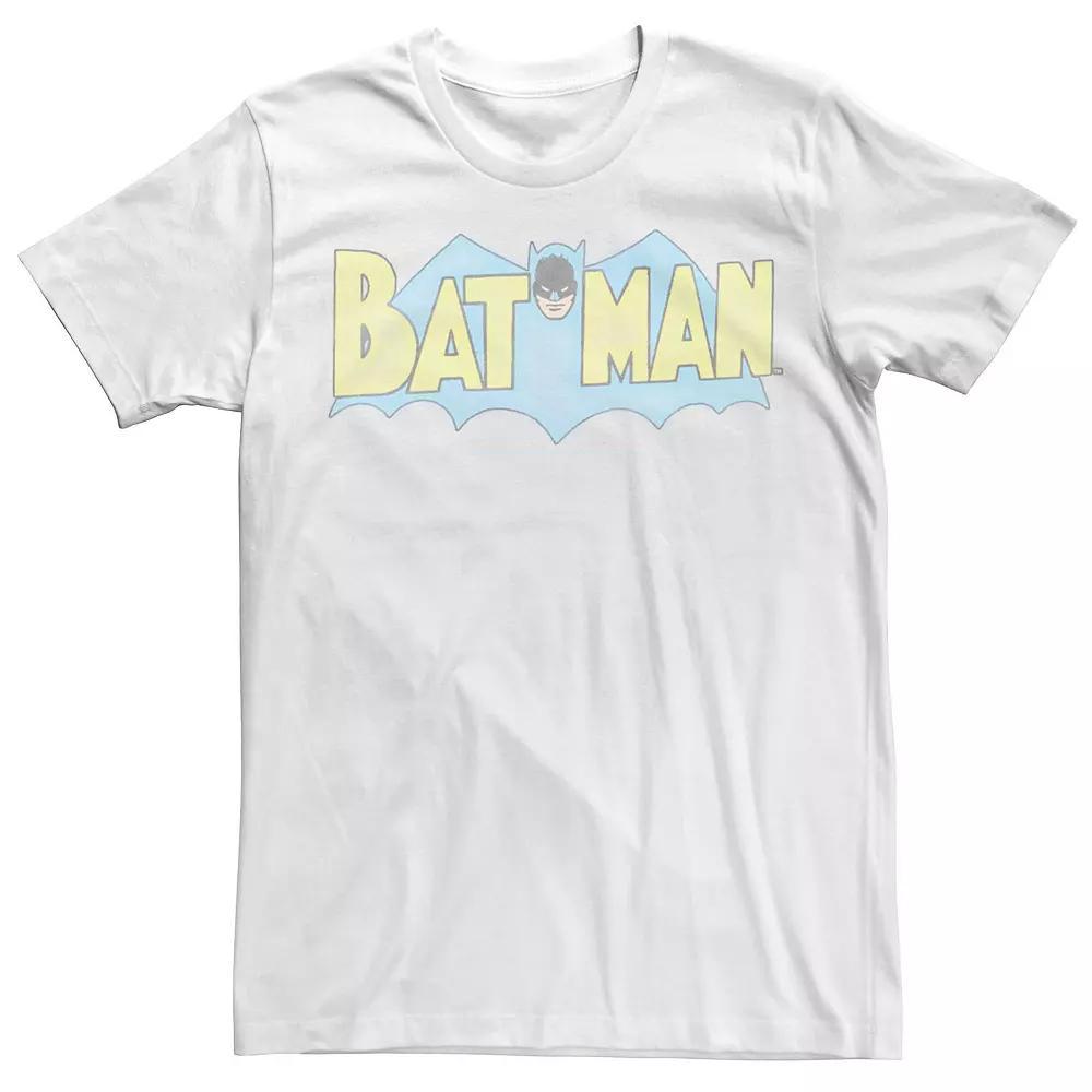 Men's Batman Retro Cartoon Style Logo Tee, Size: XL, White Product Image