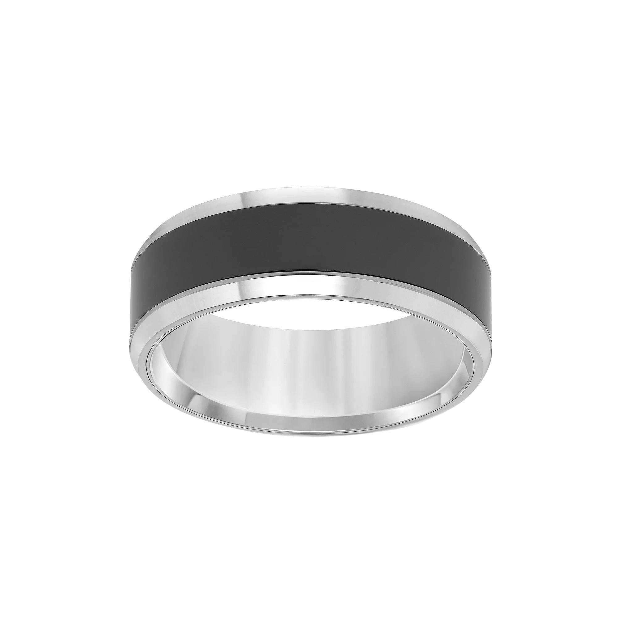 AXL Tungsten with Black Ceramic Inlay Men's Wedding Band, Size: 9.50, Two Tone Product Image