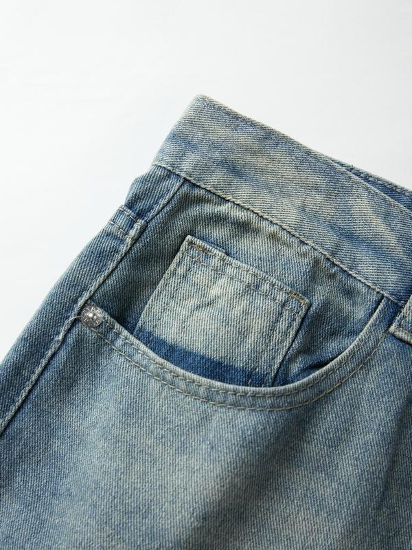 Men's Distressed Wash Ripped Loose Jeans Product Image
