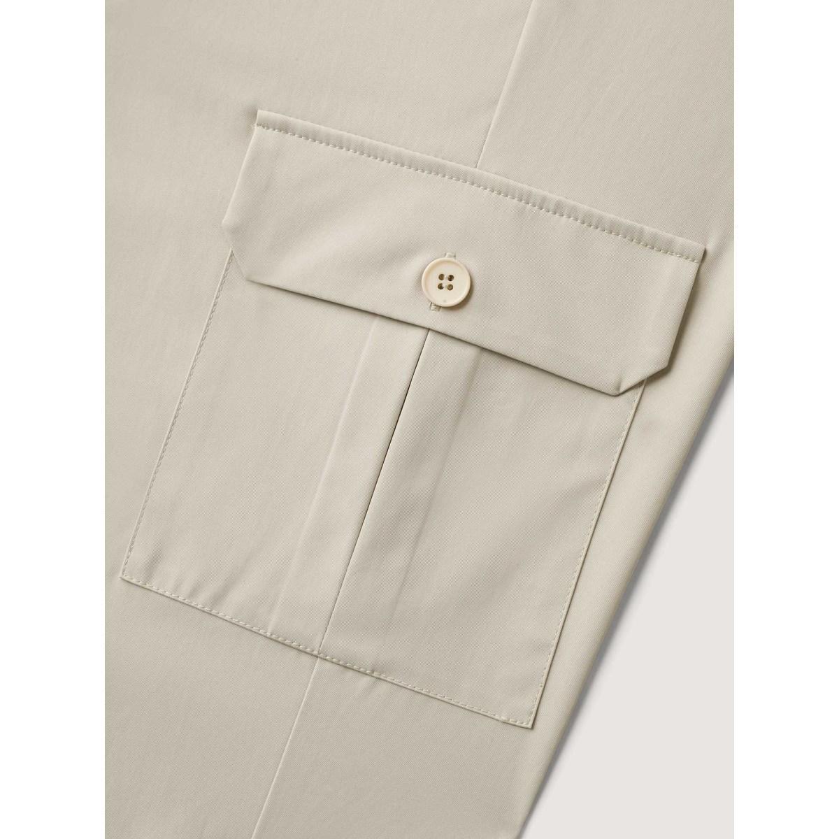 Plus Size Waist Drawstring Pockets Straight-Leg Pants Women Champagne Casual Straight Leg Mid Rise Everyday-Casual Pants BloomChic 26/4X Product Image
