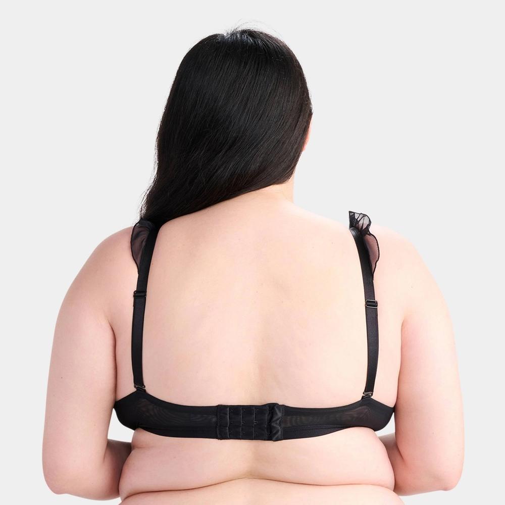 Parade Womens Silky Mesh Flutter Strap T-Shirt Bra - Black 2XL Product Image
