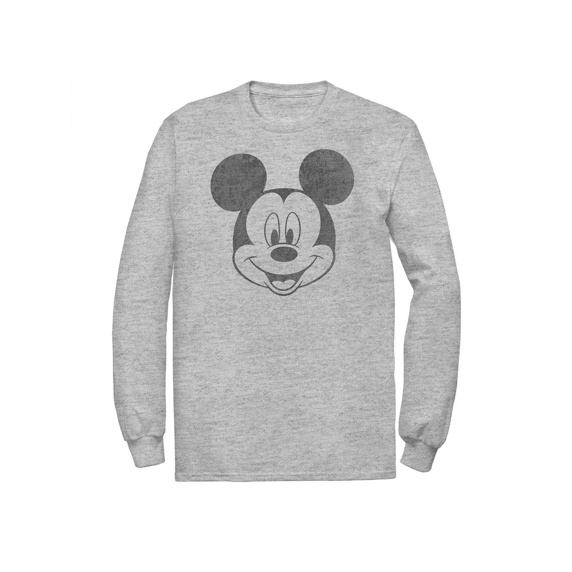 Disney's Mickey Mouse Big & Tall Black And White Portrait Long Sleeve, Men's, Size: XXL Tall, Athletic Grey Product Image