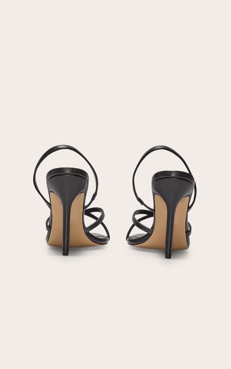 Black Pu Point Toe Sling Back High Stiletto Heel Sandals Product Image