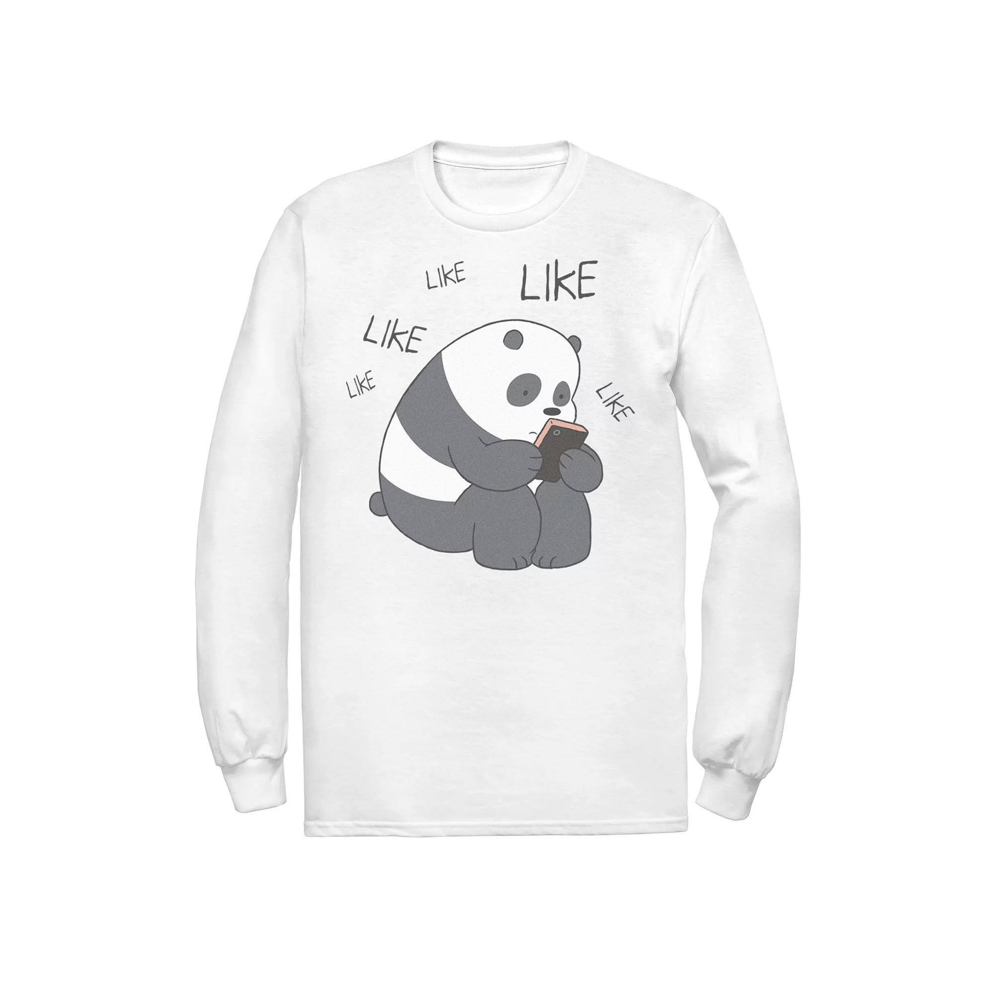 Men's Cartoon Network We Bare Bears Like Like Like Texting Long Sleeve Tee, Size: XXL, White Product Image