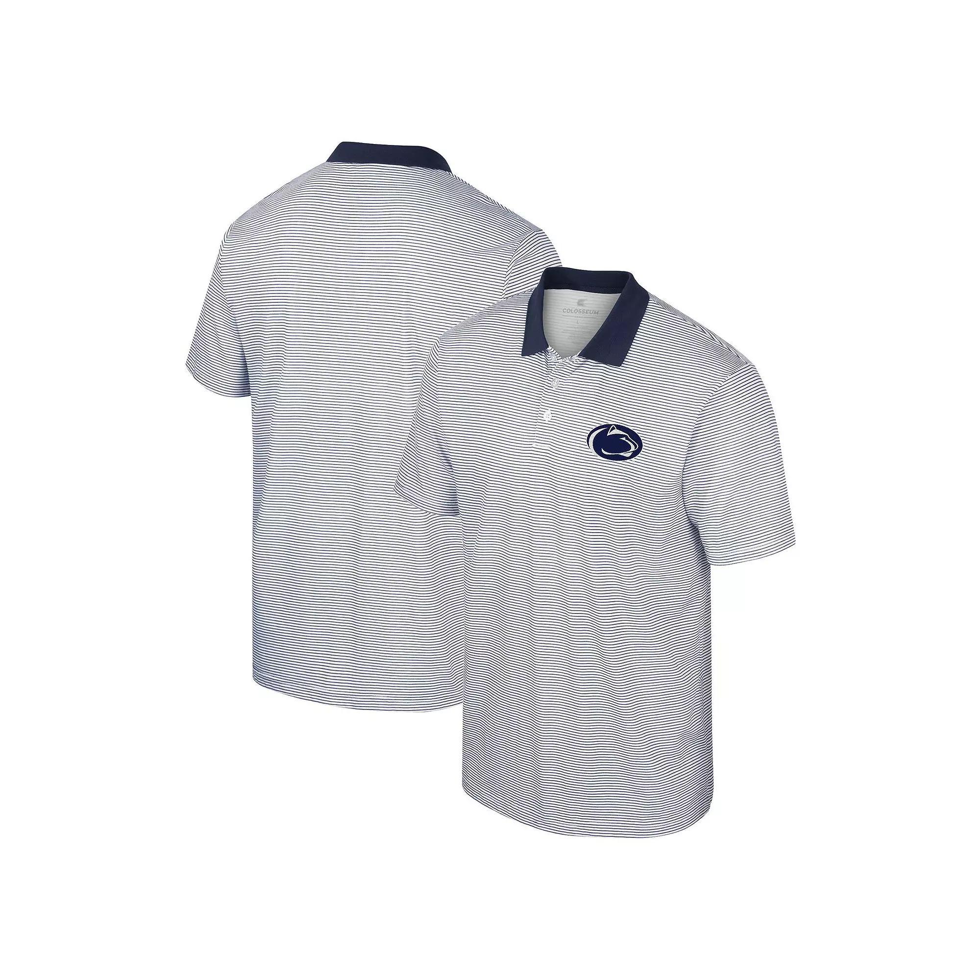 Men's Colosseum White Penn State Nittany Lions Print Stripe Polo, Size: 3XL Product Image