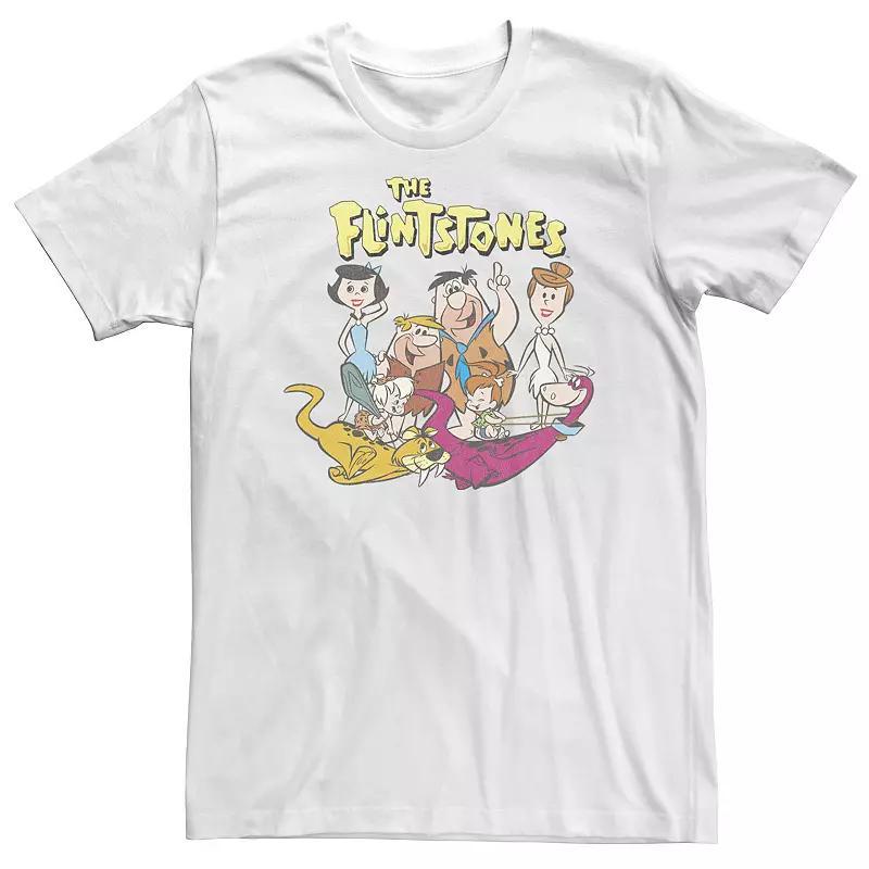 Big & Tall The Flintstone Family Portrait Logo Tee, Men's, Size: 4XL Tall, White Product Image