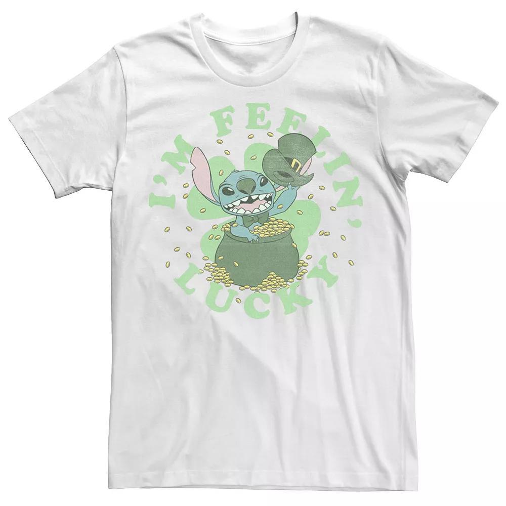 Disney's Lilo & Stitch Men's St. Patty's I'm Feeling Lucky Tee, Size: XS, White Product Image