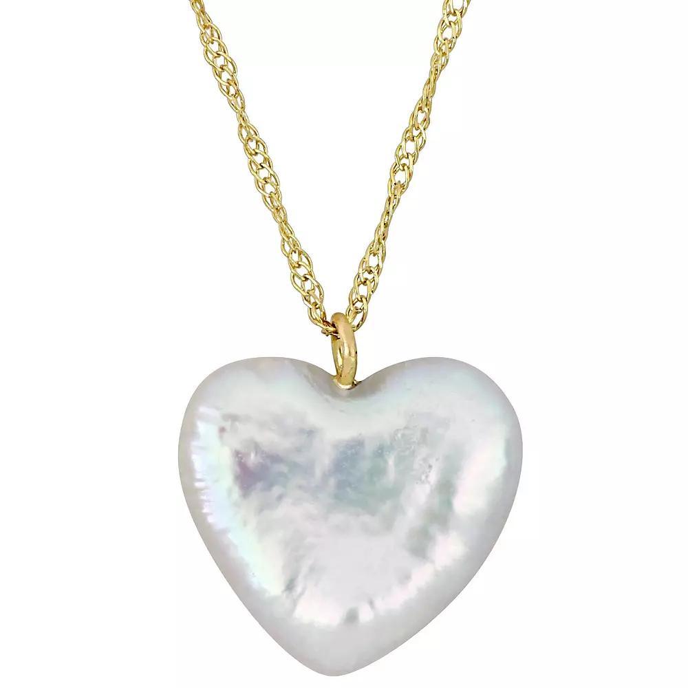 Stella Grace 14k Gold Freshwater Cultured Pearl Heart Pendant Necklace, Women's, Size: 17" Product Image
