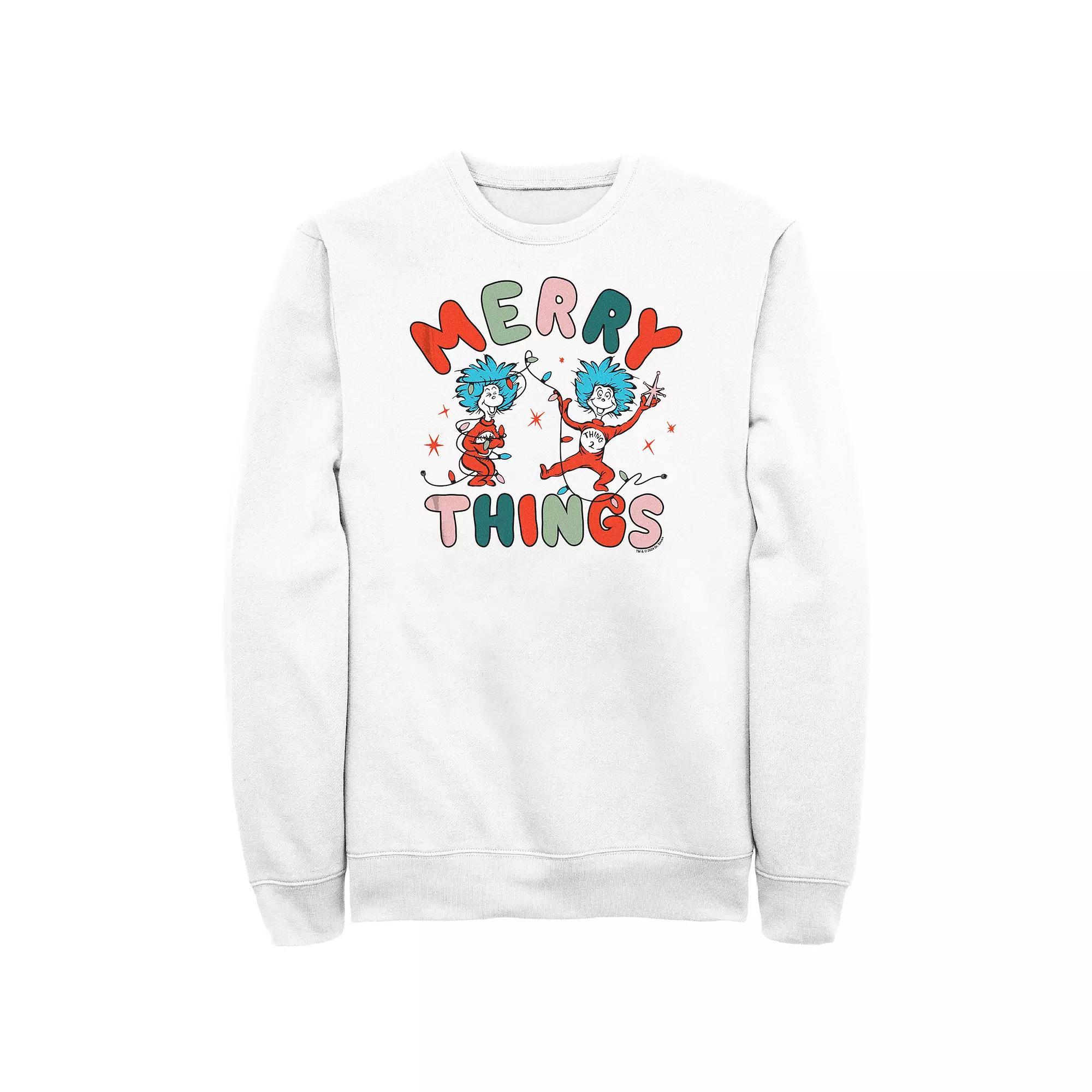Men's Dr. Seuss Merry Things Graphic Fleece, Size: Small, White Product Image
