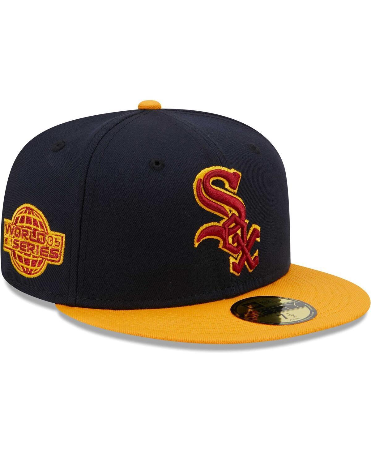 Men's New Era Navy/Gold Chicago White Sox Primary Logo 59FIFTY Fitted Hat, Size: 7 1/2, Blue Product Image