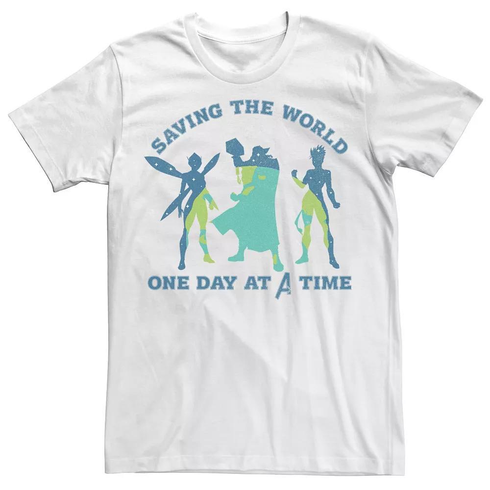 Men's Marvel Earth Day Avengers Saving The World A Day At A Time Tee, Size: Large, White Product Image
