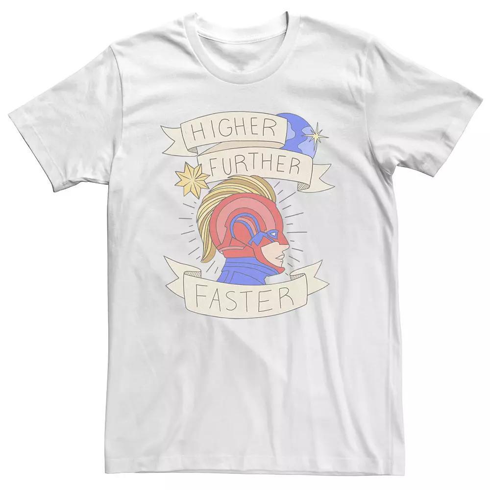Big & Tall Marvel Captain Marvel Higher Further Faster Banner Tee, Men's, Size: 5XL, White Product Image