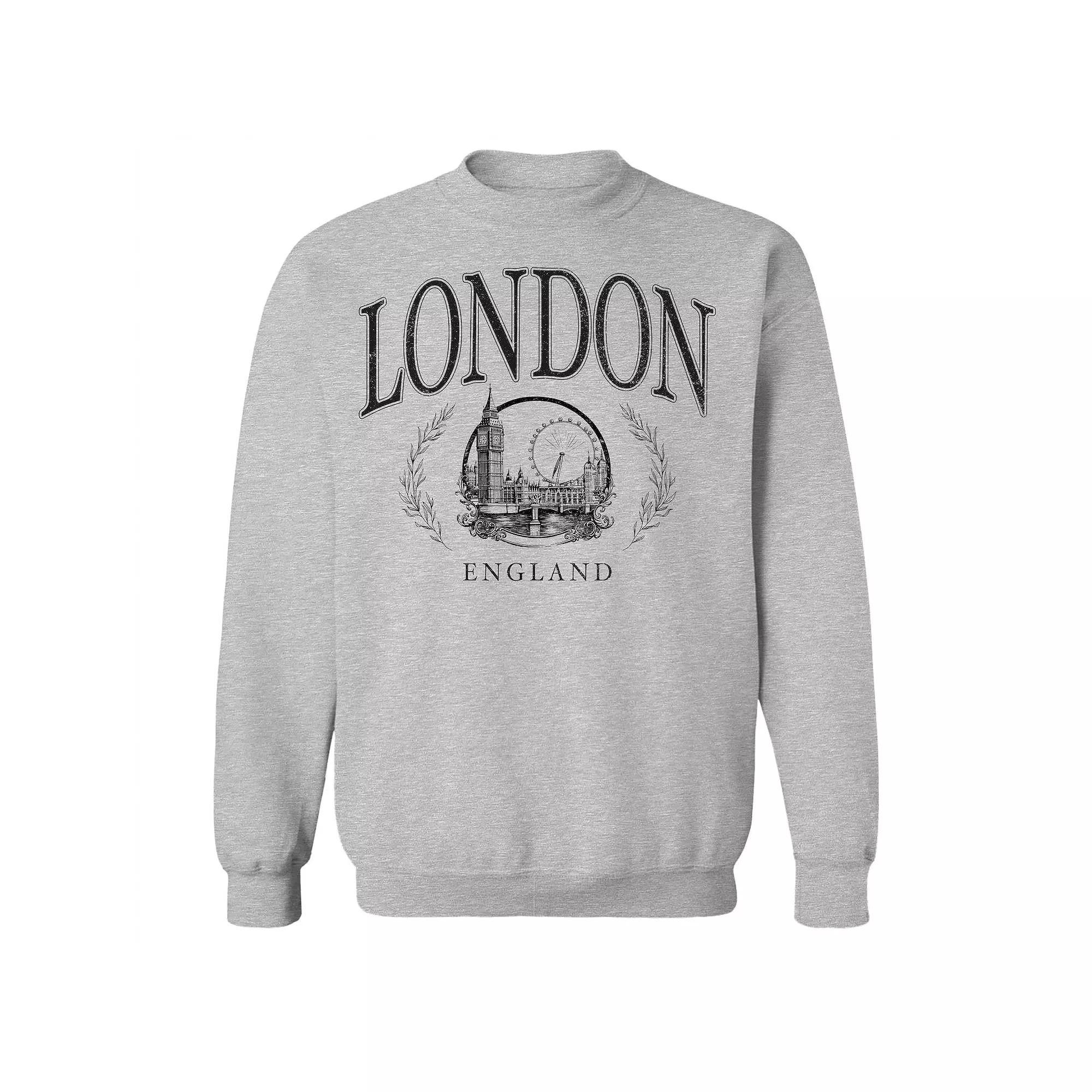 Junior's London Black Graphic Fleece Sweatshirt, Women's, Size: XL, Sport Gray Product Image