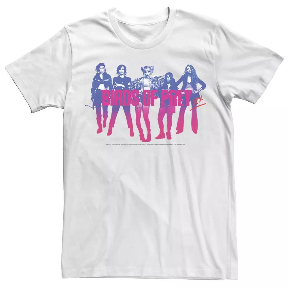 Men's Harley Quinn: Birds of Prey Gradient Girls Group Tee, Size: Large, White Product Image