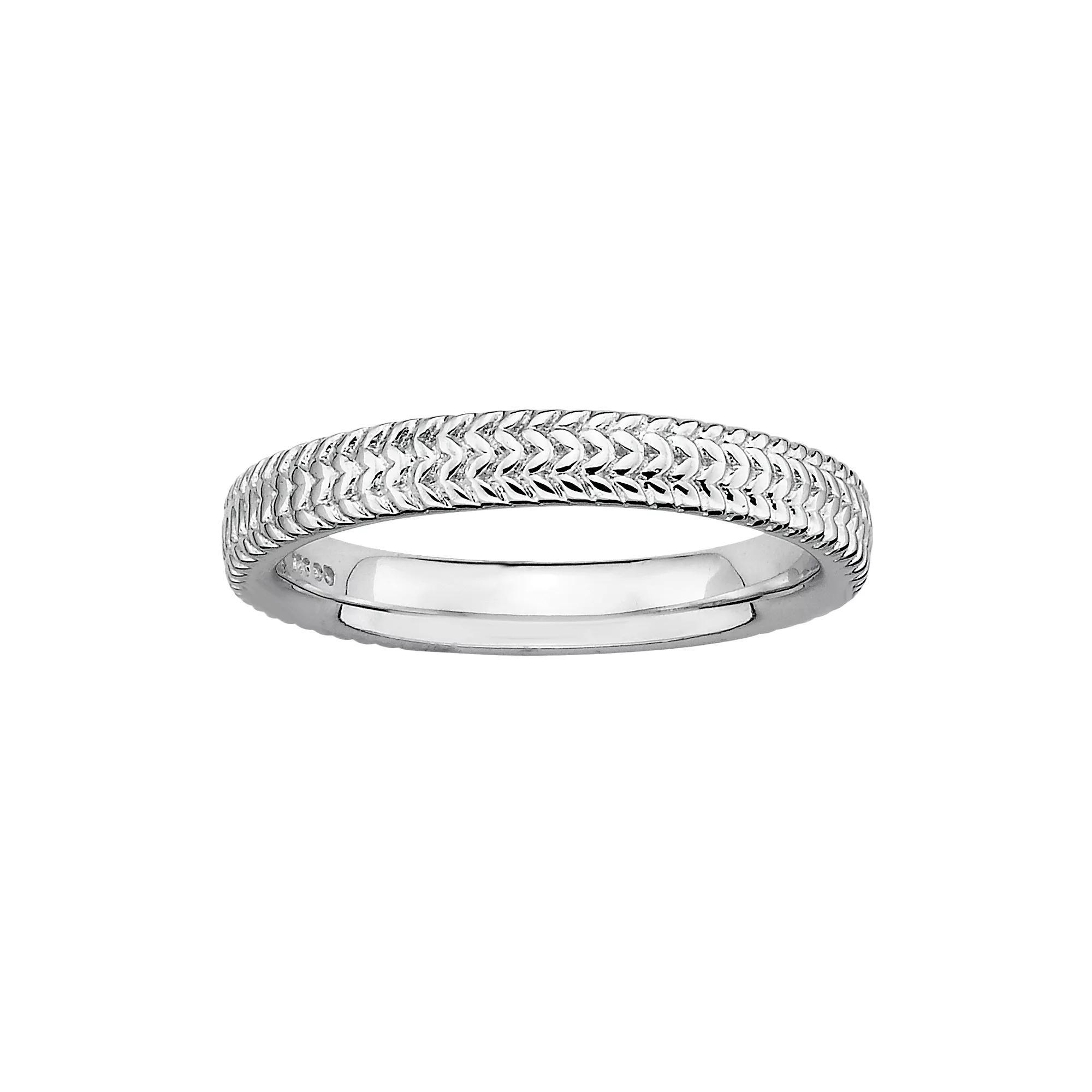 Stacks & Stones Sterling Silver Textured Stack Ring, Women's, Size: 6 Product Image