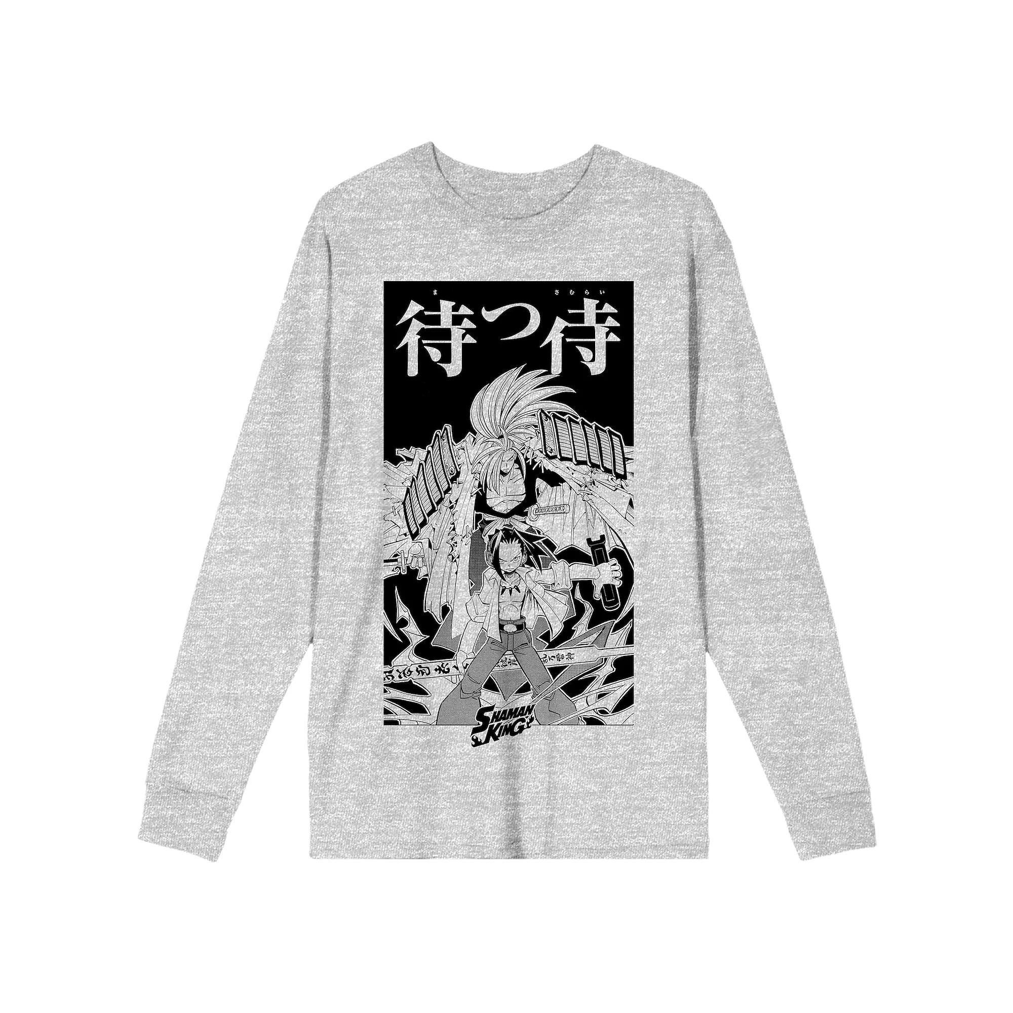Men's Shaman King Samurai Long Sleeve Graphic Tee, Size: Large, Gray Product Image
