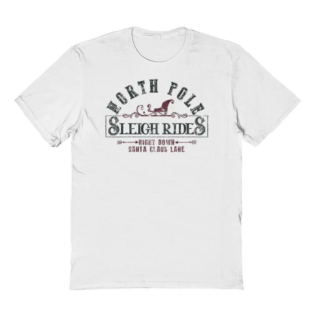 Men's North Pole Sleigh Graphic Tee, Women's, Size: Medium, White Product Image
