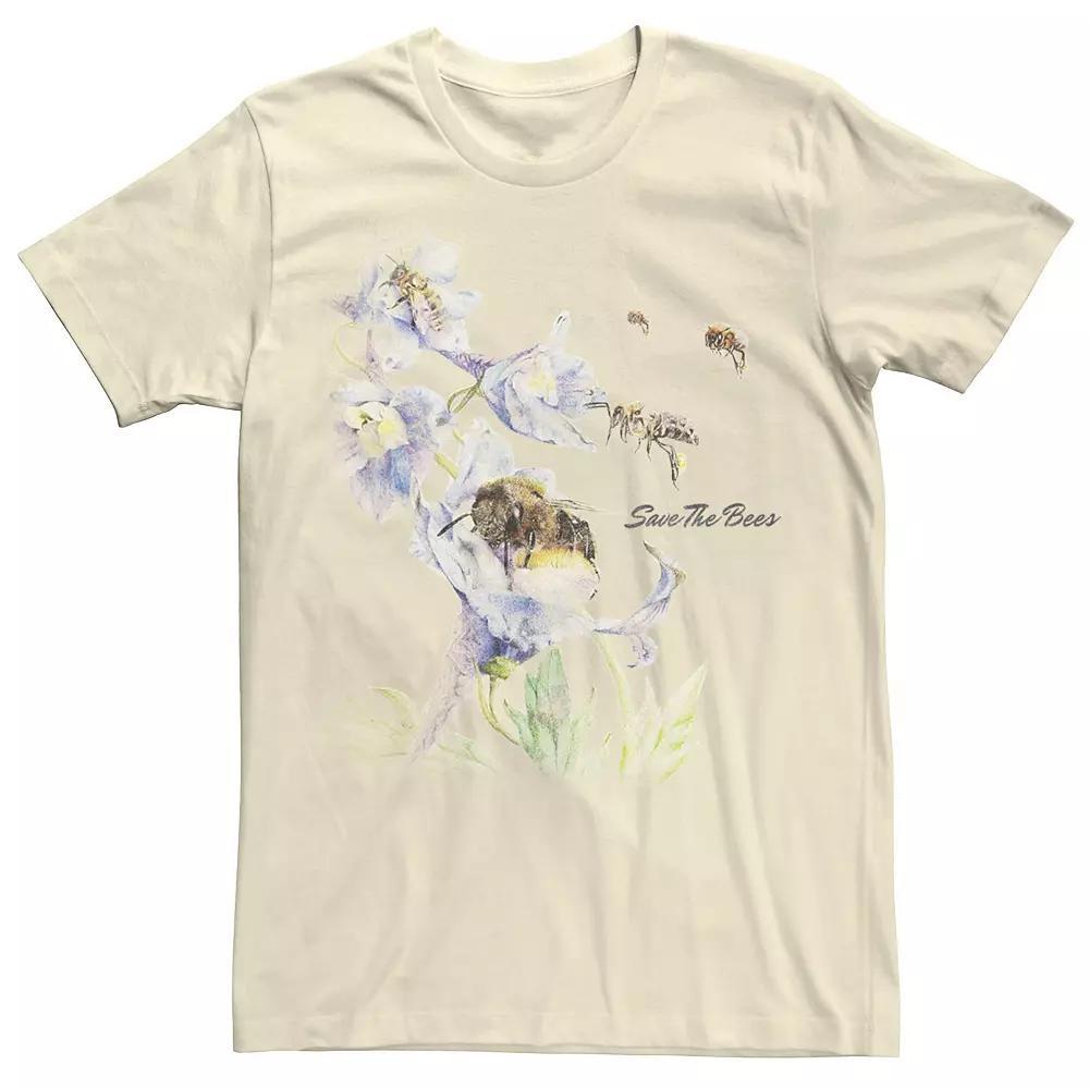 Men's Earth Day Save The Bees Floral Tee, Size: Medium, Natural Product Image