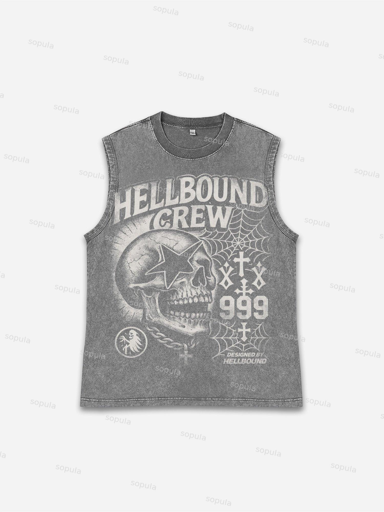 Hellbound Crew Vintage Skull Graphic Tank Top Product Image