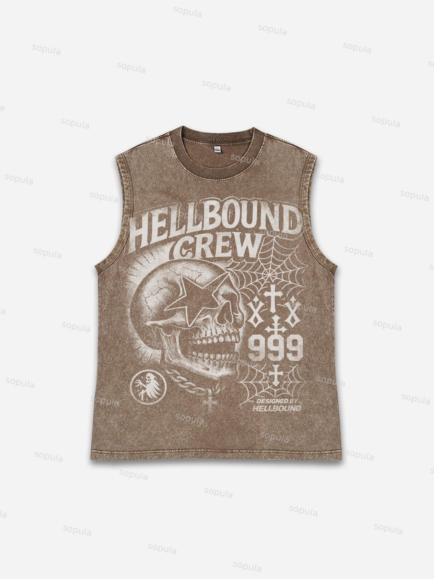 Hellbound Crew Vintage Skull Graphic Tank Top Product Image