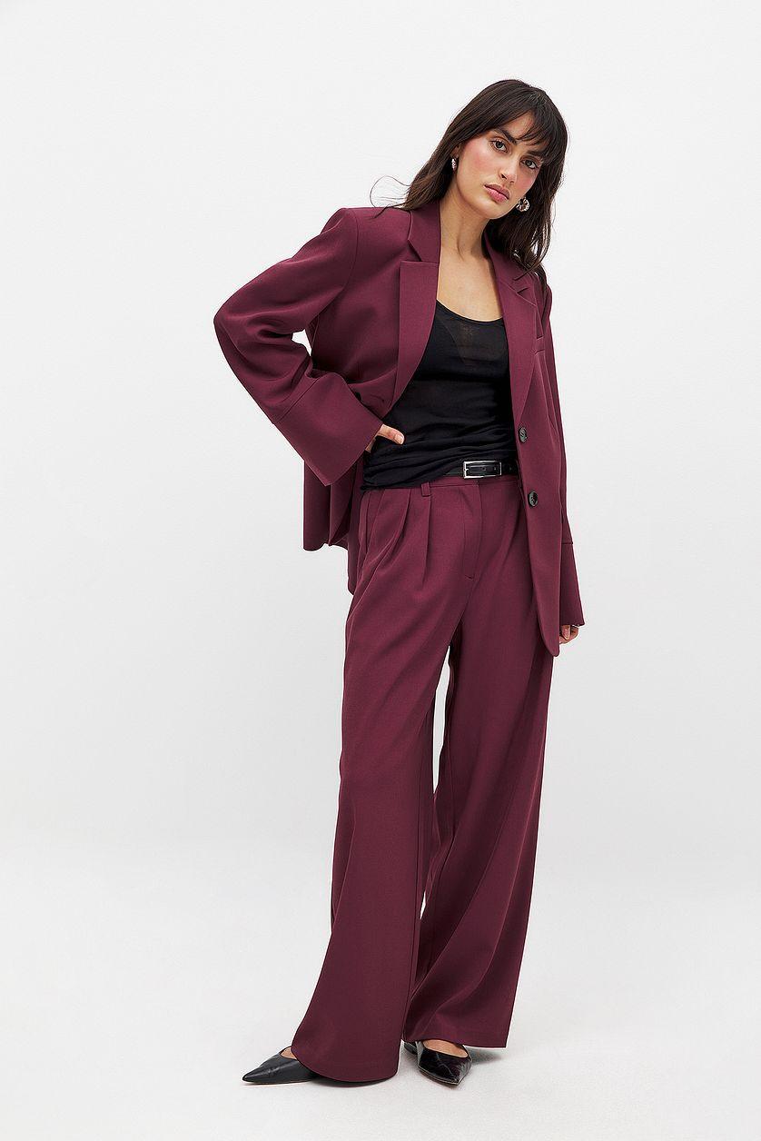 Wide Leg High Waist Suit Pants Product Image