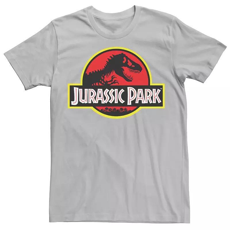 Mens Jurassic Park Red & Yellow Outline Logo Graphic Tee Royal Grey Product Image