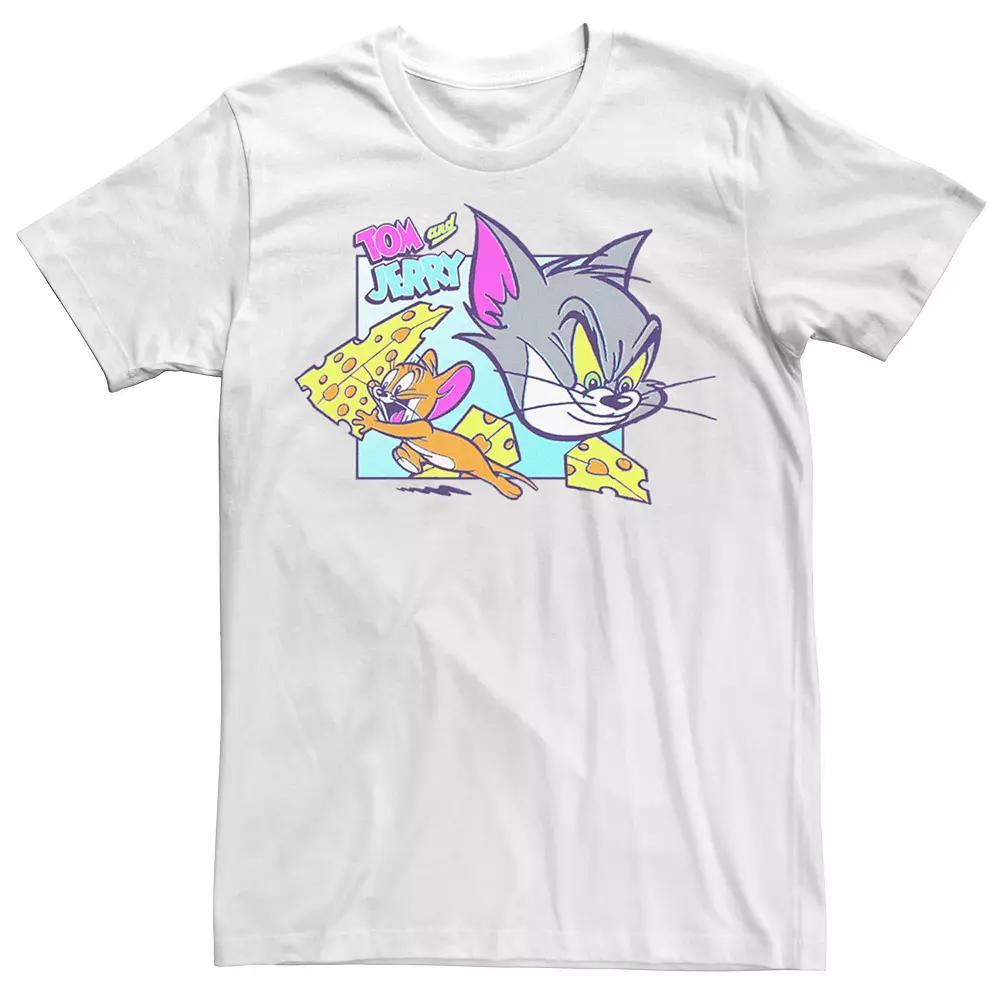 Men's Tom And Jerry Scaping With The Cheese Tee, Size: Small, White Product Image