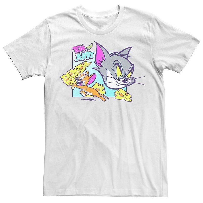 Men's Tom And Jerry Scaping With The Cheese Tee, Size: Small, White Product Image
