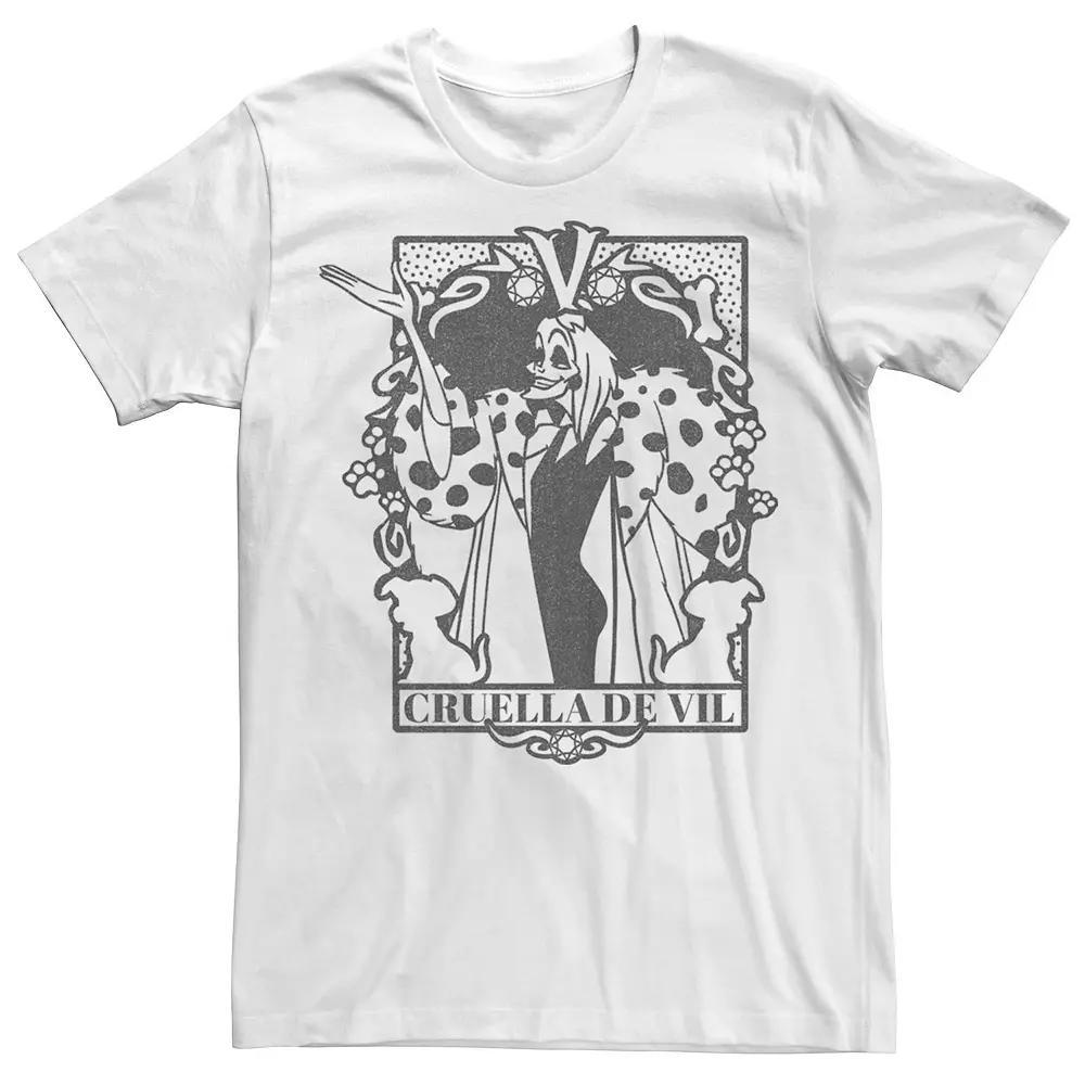 Disney's 101 Dalmatians Cruella De Vil Men's Tarot Card Tee, Size: Small, White Product Image