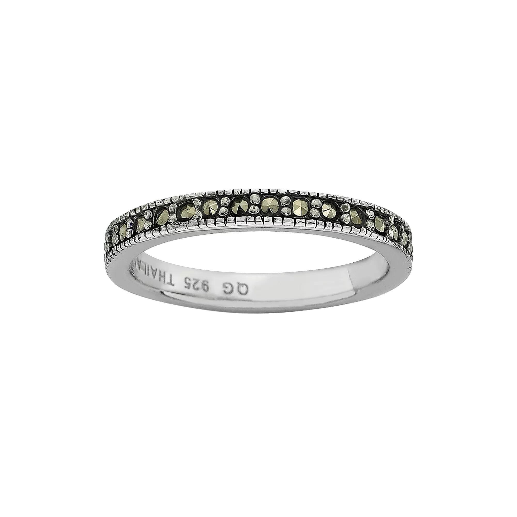 Stacks & Stones Sterling Silver Marcasite Stack Ring, Women's, Size: 9, Black Product Image