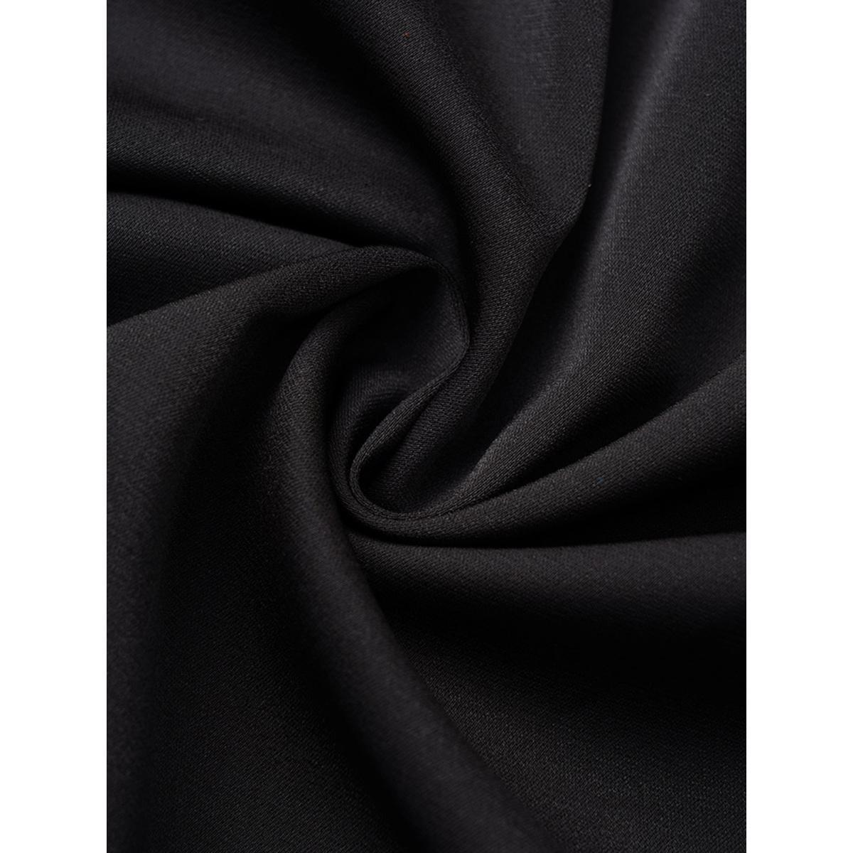 Plus Size Colorblock Keyhole Pleated Detail Shirred Dress Black Women Elegant Gathered Keyhole Cut-Out Long Sleeve Curvy Midi Dress BloomChic 22-24/3X Product Image