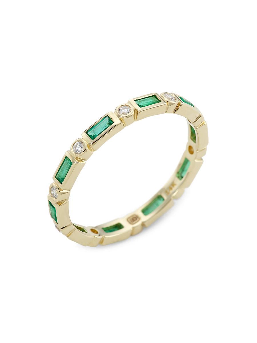 Womens 14K Yellow Gold, Emerald, & Diamond Eternity Ring Product Image