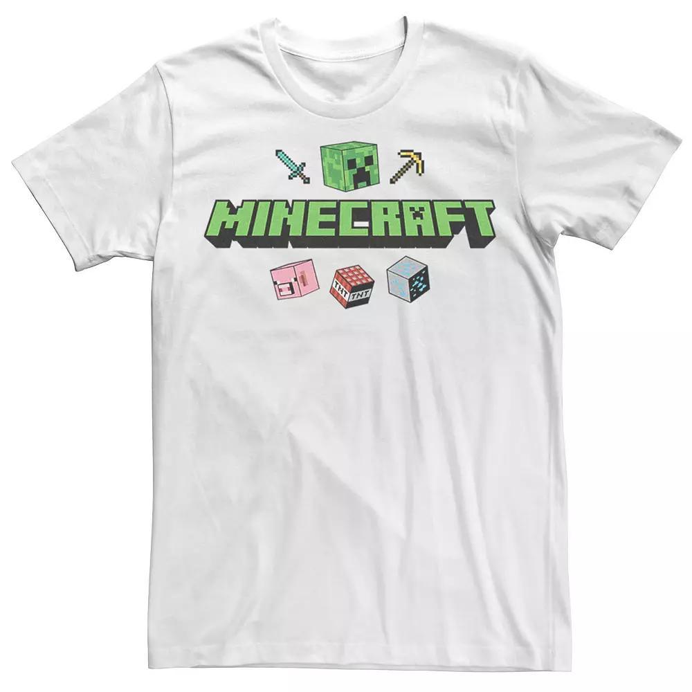 Men's Minecraft Creeper Face Sword TNT Peak Tool Tee, Size: Large, White Product Image