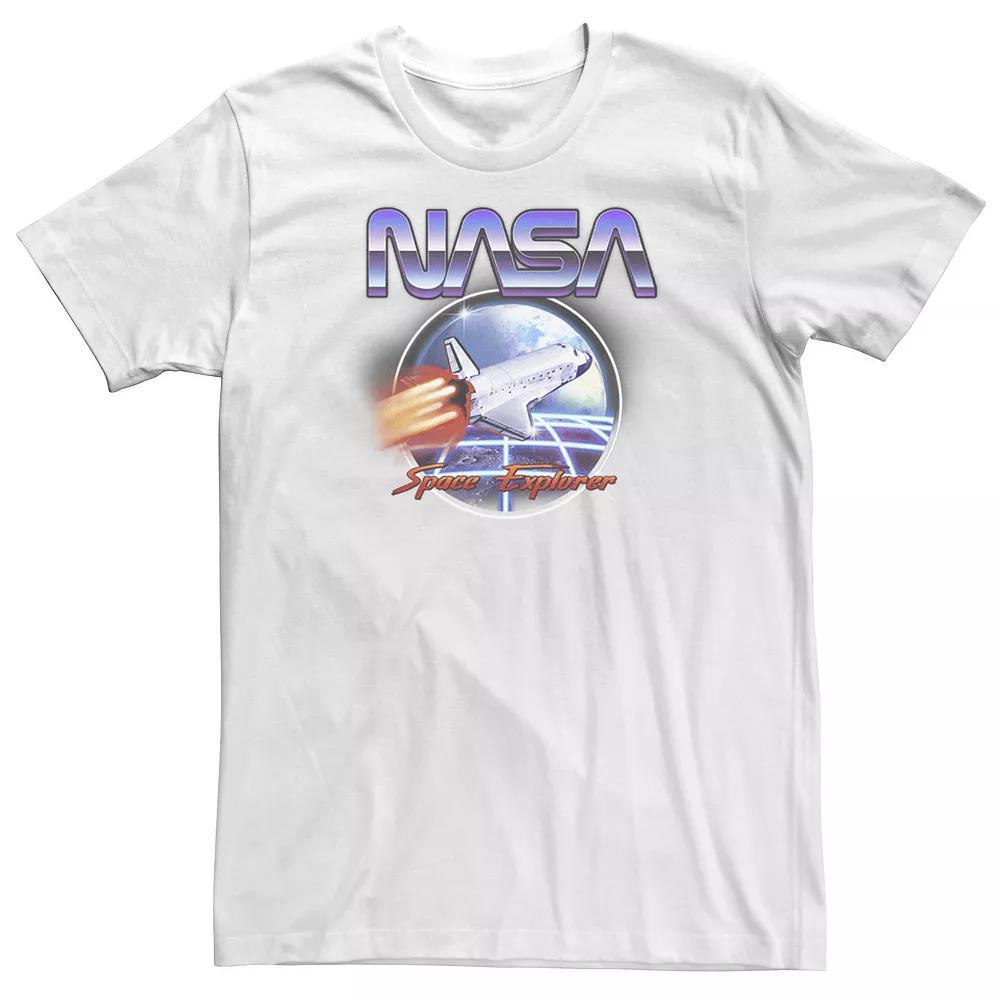 Big & Tall NASA Space Explorer 80's Neon Chrome Retro Vintage Tee, Men's, Size: 4XLT, White Product Image