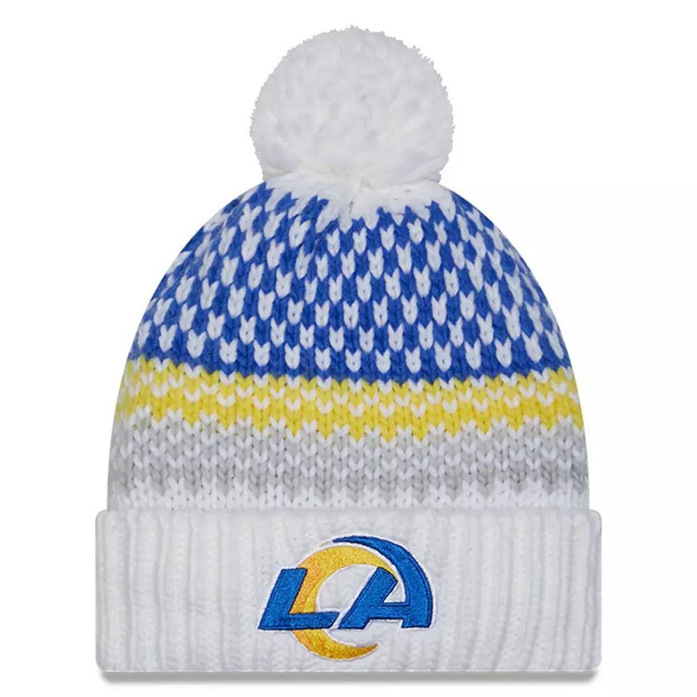 Women's New Era  White Los Angeles Rams 2023 Sideline Cuffed Knit Hat with Pom Product Image