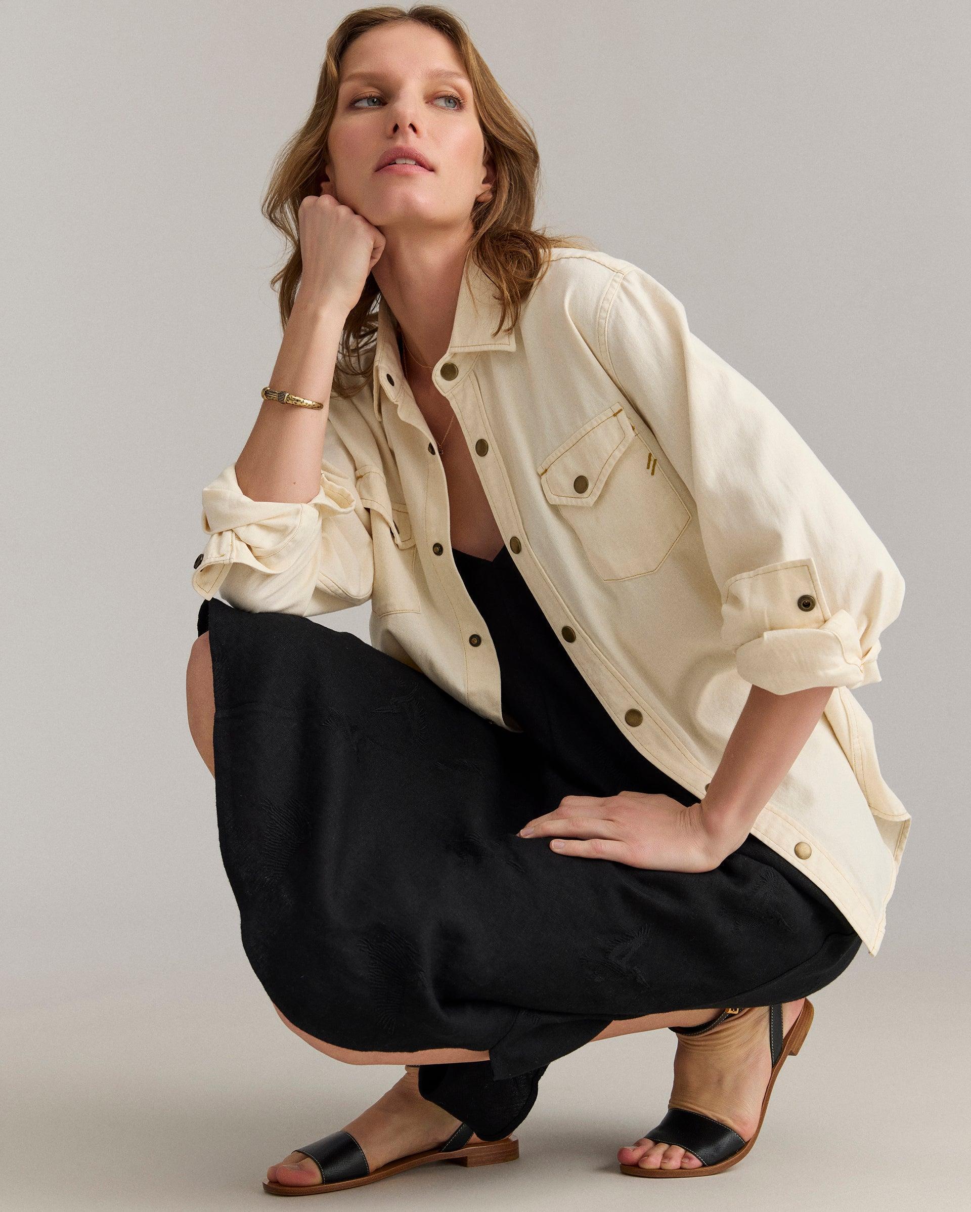 Linen Shirttail Slip Dress -  Product Image