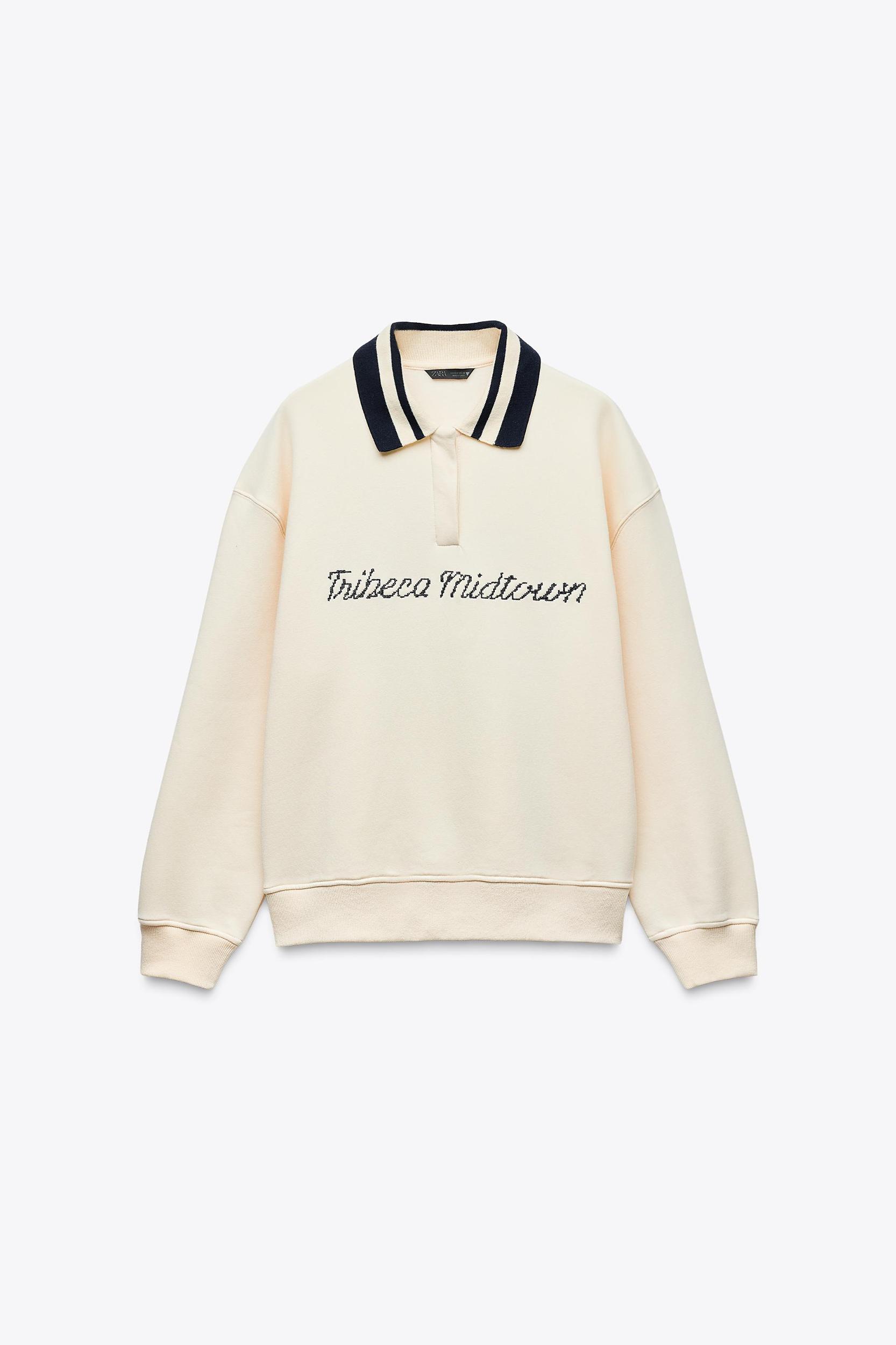TEXT DETAIL POLO COLLAR SWEATSHIRT Product Image