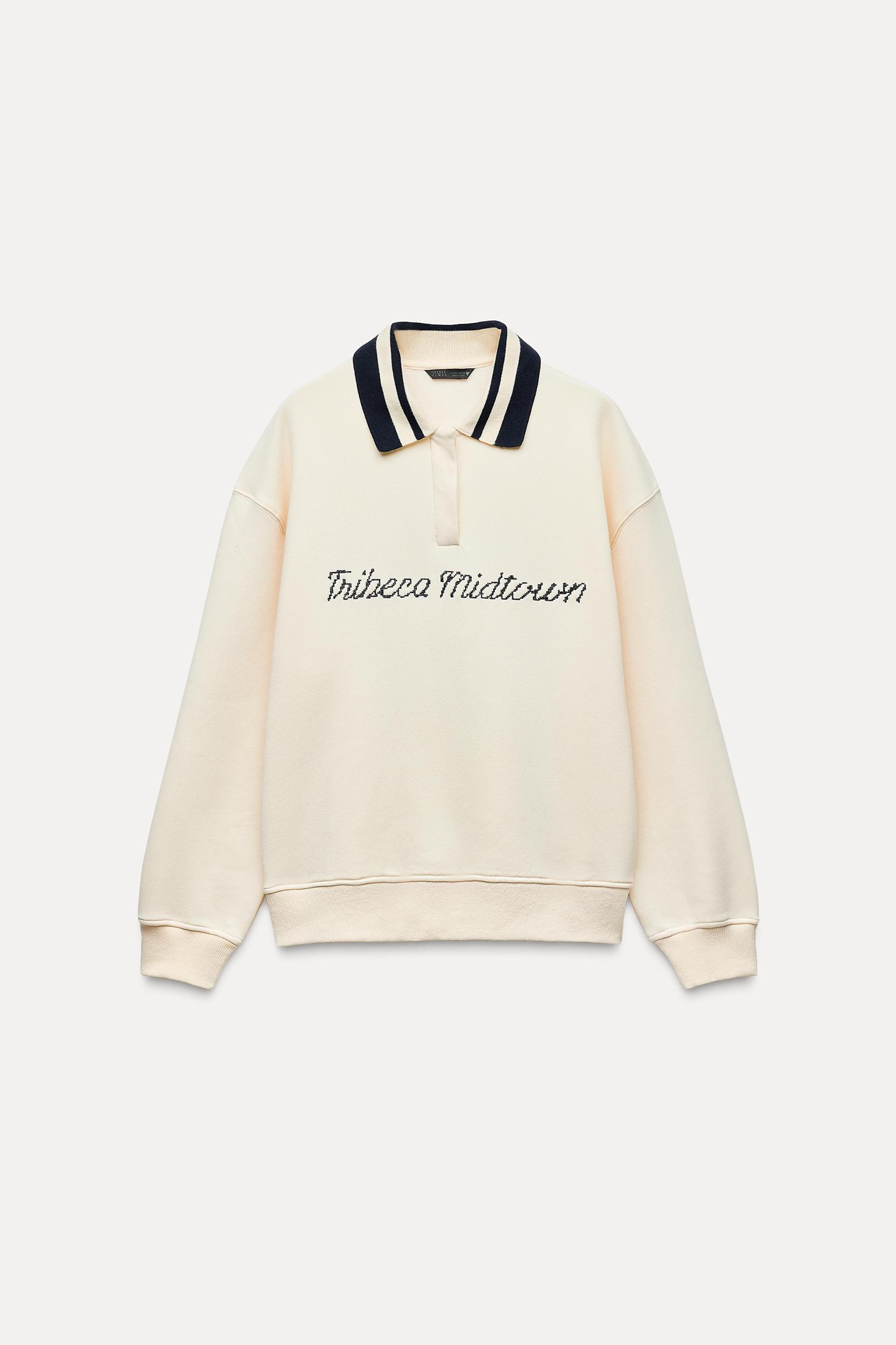 TEXT DETAIL POLO COLLAR SWEATSHIRT Product Image