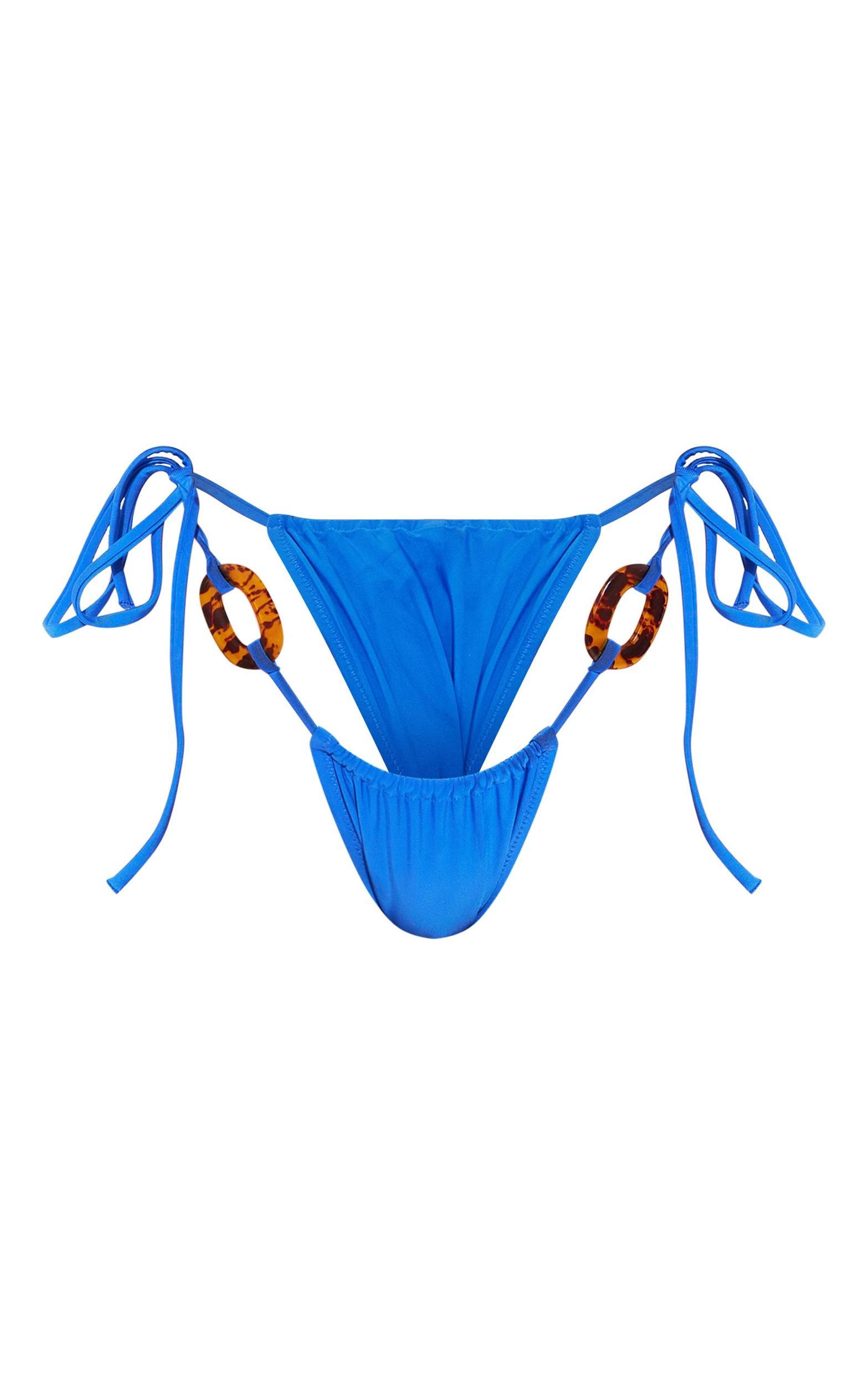 Blue Tortoise Trim Tie Side Bikini Bottoms Product Image