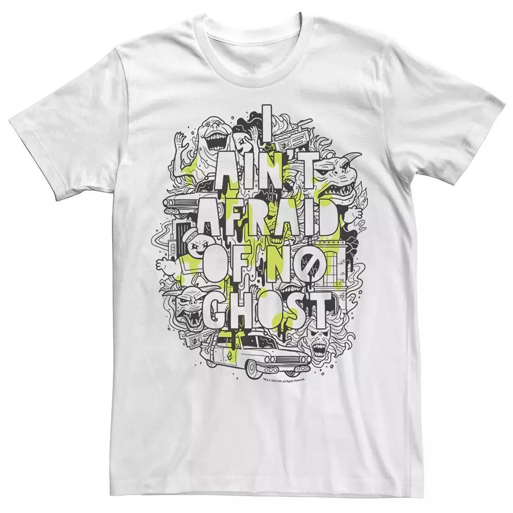 Men's Ghostbusters "I Ain't Afraid Of No Ghost" Collage Drip Tee, Size: Small, White Product Image