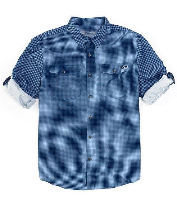 Drake Clothing Co. Performance Stretch Frat Gingham Hidden Button-Down Collar Long Sleeve Woven Shirt Product Image