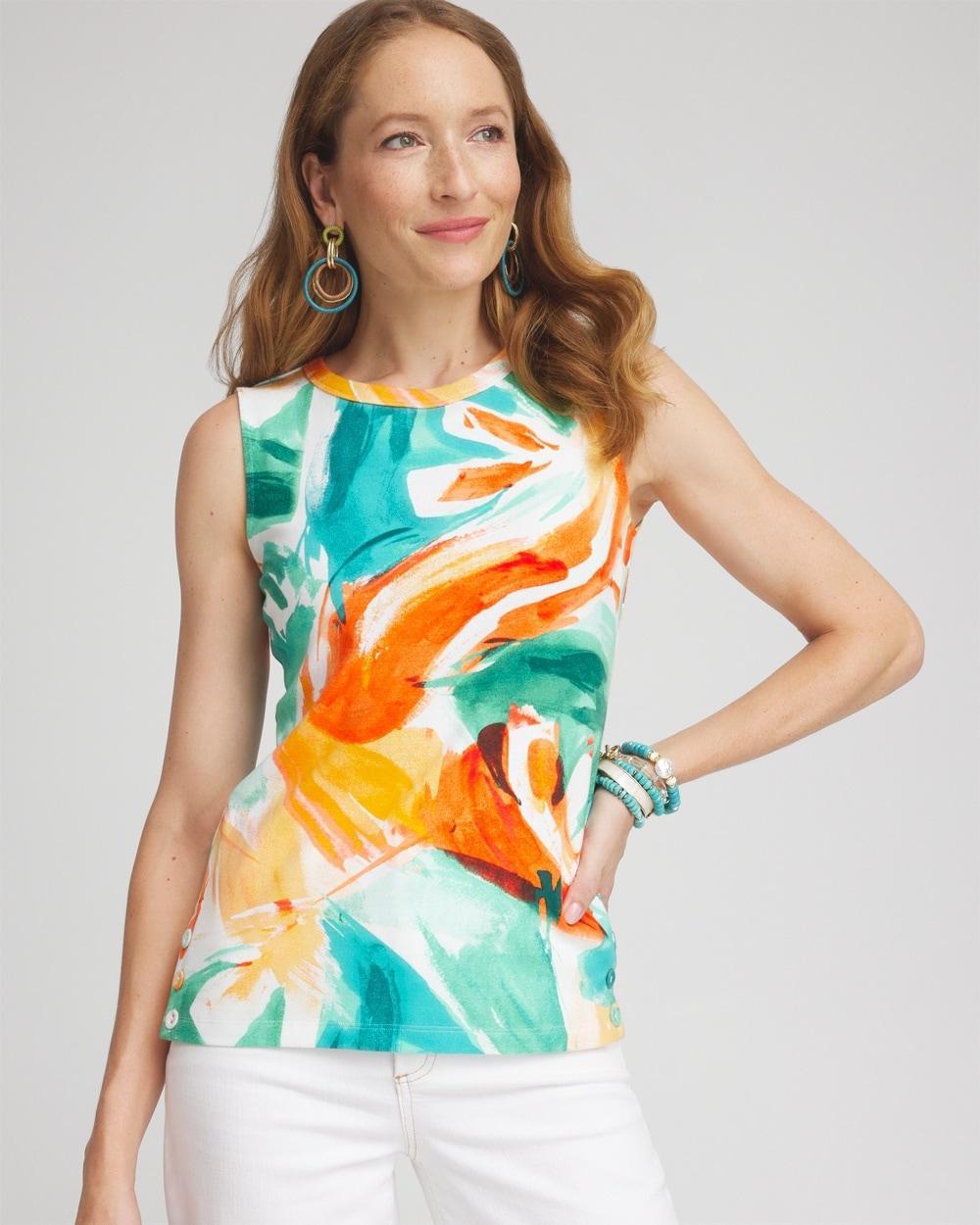 Geo Print Button Detail Tank Product Image
