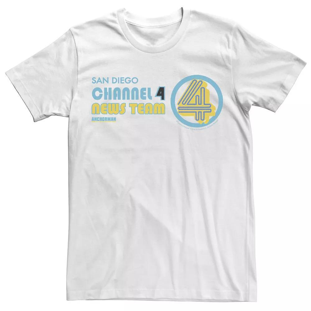 Men's Anchorman Ron Burgundy Channel 4 Tee, Size: XL, White Product Image