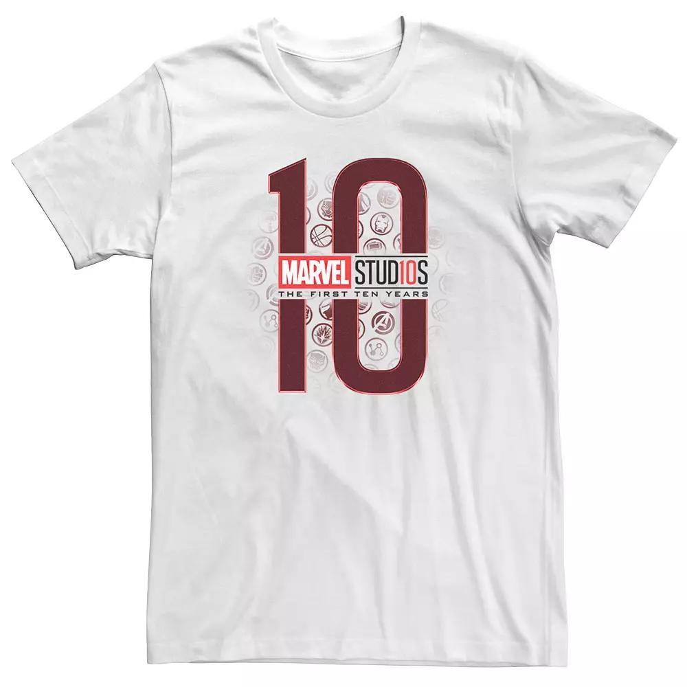 Men's Teen Marvel Studios The First Ten Years Hero Icons Tee Shirt, Size: Medium, White Product Image